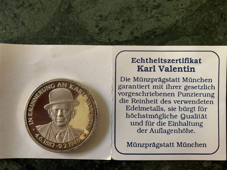 Karl Valentin Silber Medaille, Auflage nur 1999 Stück in München