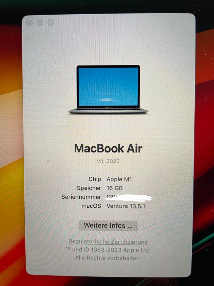 Neu: MacBook Air M1 16gb RAM 1TB Festplatte in Herleshausen