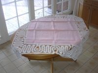 Tischdecke Leinen Baumwolle rosa weiß Häkelkante 117 x 117 cm Niedersachsen - Lilienthal Vorschau