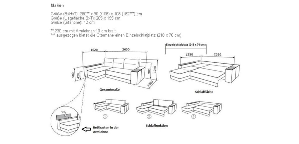 ECKSOFA MIT SCHLAFFUNKTION UND STAURAUM ECKCOUCH NEU in München