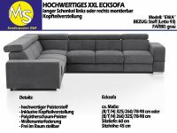 Sofa Couch Wohnlandschaft L Form Kopfteilverstellung Stoff grau Nordrhein-Westfalen - Mettingen Vorschau