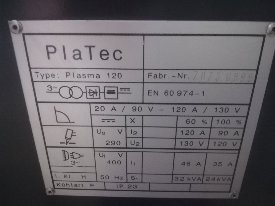 Plasmaschneidanlage, Plasmaschneider Pla Tec 120 in Attendorn