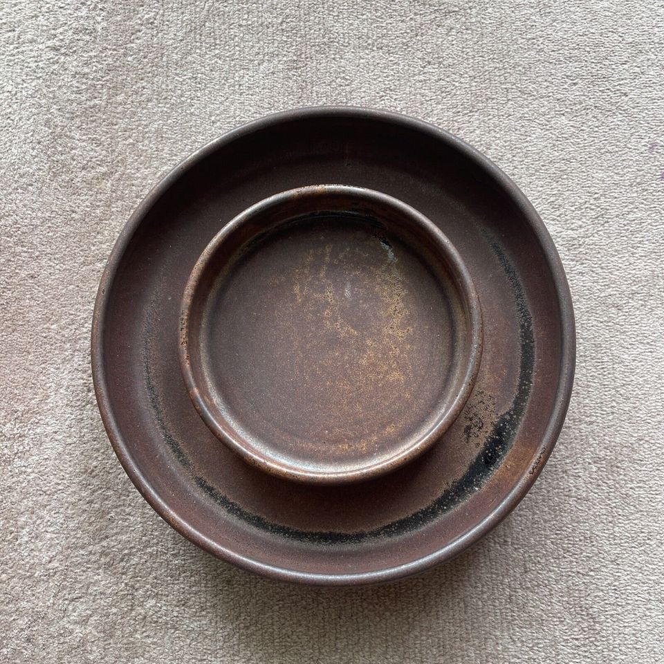 2 braune Schalen aus Ton, gepflegt, Vintage, 30 und 18,5 cm in Limburg