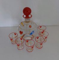 Glas Karaffe mit 6 Gläser handbemalt Flasche kugelförmig Baden-Württemberg - Achern Vorschau