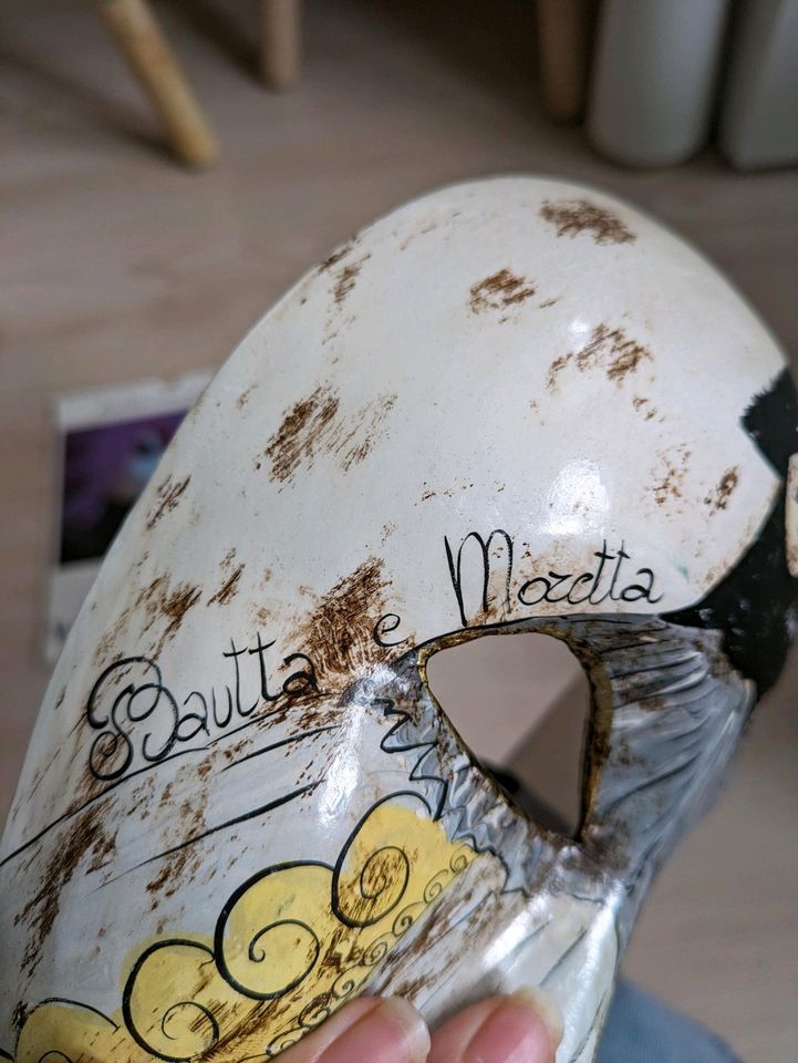 Retro venezianische Maske Bautta e Moretta Handarbeit Pappmaché in Schiffdorf