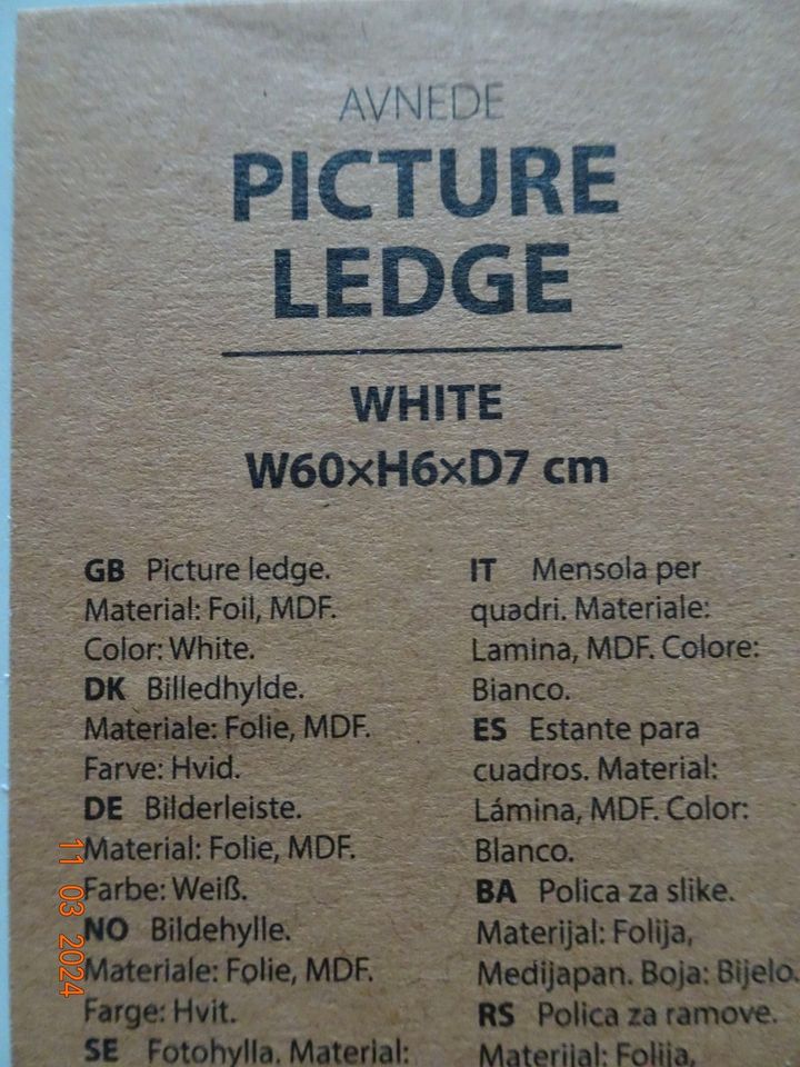 Neue Bilderleiste AVNEDE 60 x 7 cm weiß in Köln