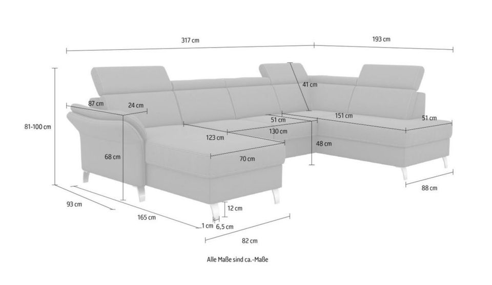 wohnlandschaft u-form xxl sofa u form NEU 317 cm anthrazit in Hamburg