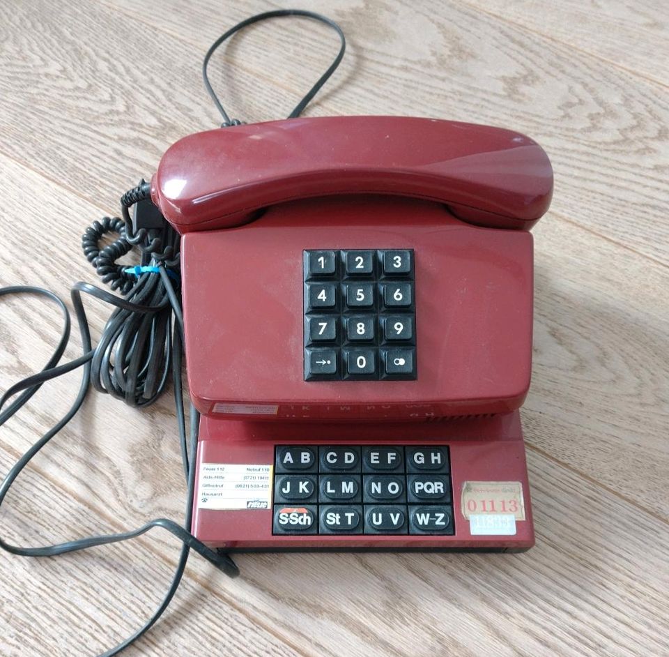 Telefon Tastentelefon Vintage mit Karteikarten voll funktionsfähi in Pfinztal