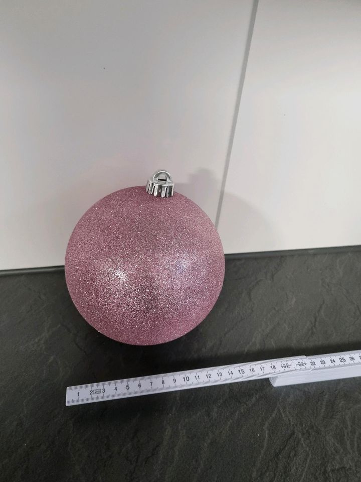 große Weihnachtskugel ca. 10 cm Durchmesser rosa glitzer in Bocholt
