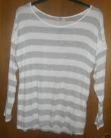 Langes Langarm Shirt Gr. 46 XL grau-weiß + Spitzenaplikation C&A Bayern - Steinhöring Vorschau