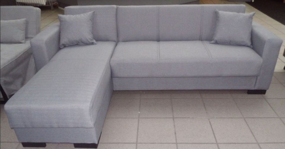 Ecksofa Grau Sofa Couch Bettkasten Schlaffunktion in Wuppertal