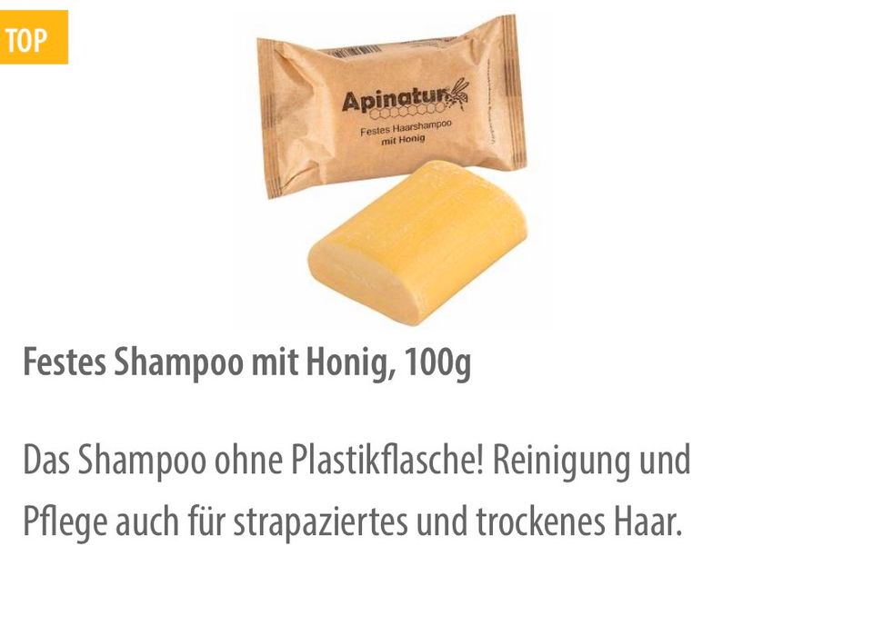 Festes Shampoo für Haare mit Honig 100g kein Plastik in Heinsberg