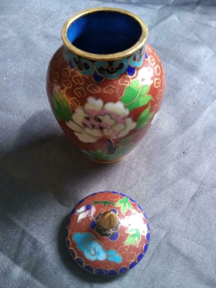 China Alte Feine Cloisonne Deckel Dose Vase Asiatika Emaille in Schönwalde (Vorpommern)