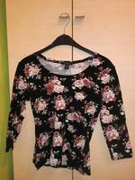 Schwarzes Amisu dreiviertel Shirt mit Blumenprint Größe S (36) Brandenburg - Chorin Vorschau
