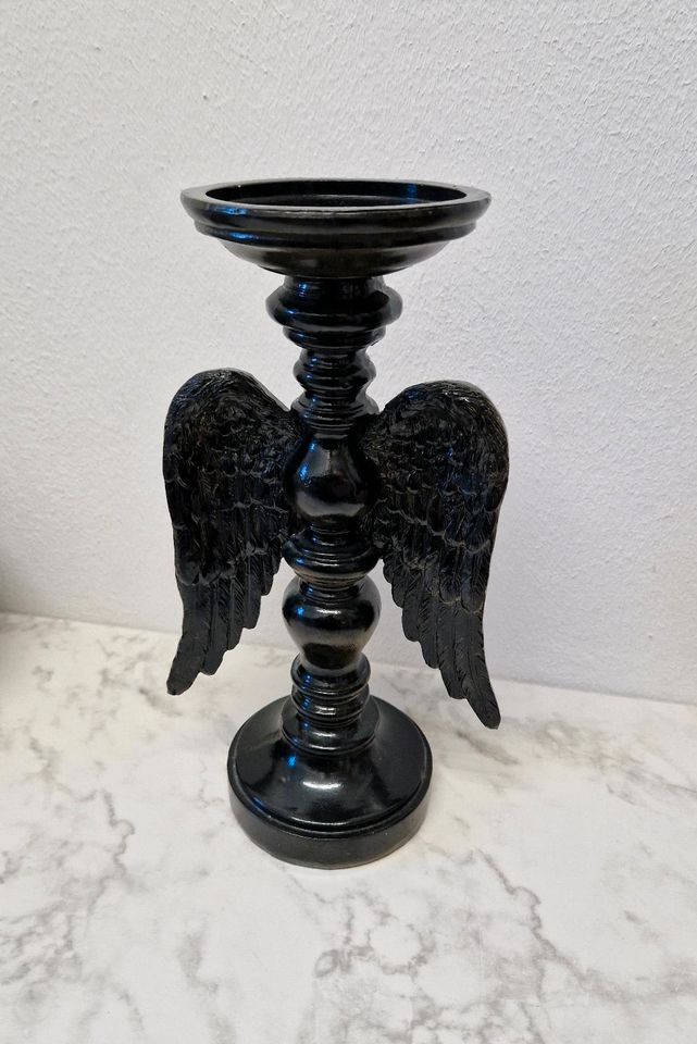 Kerzenständer Engel Flügel schwarz gold Kerzenhalter in Weimar (Lahn)