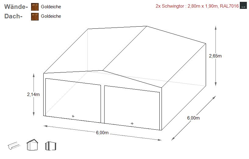 Doppelgarage 6x6m Fertiggarage Gerätehaus Garage Schuppe | 9249! in Schwäbisch Hall