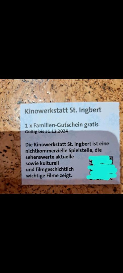 Kinogutschein für Familie , mehrere vorhanden , gegen Gebot in Saarbrücken