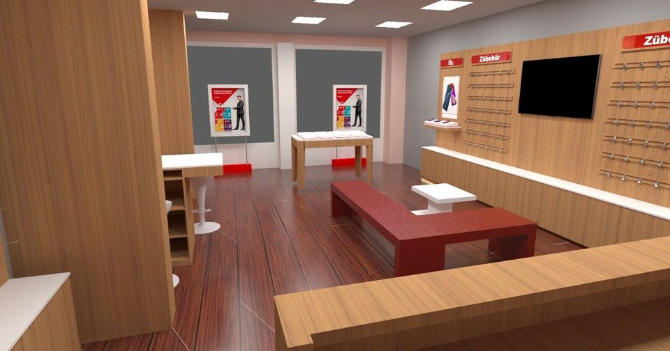 Vodafone Shop Möbel individuelle Möbel Herstellung 3D Plan in Fuessen