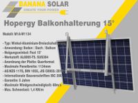 Hopergy M1A W1134 Balkonhalterung für Solar Balkonkraftwerke Aluwinkel 15 Grad Set für  1 Modul = 2 Winkel Nordrhein-Westfalen - Grevenbroich Vorschau