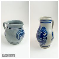 Mostkrug Salzglasur Kanne Vase Keramik rustikal blau beige Stuttgart - Zuffenhausen Vorschau