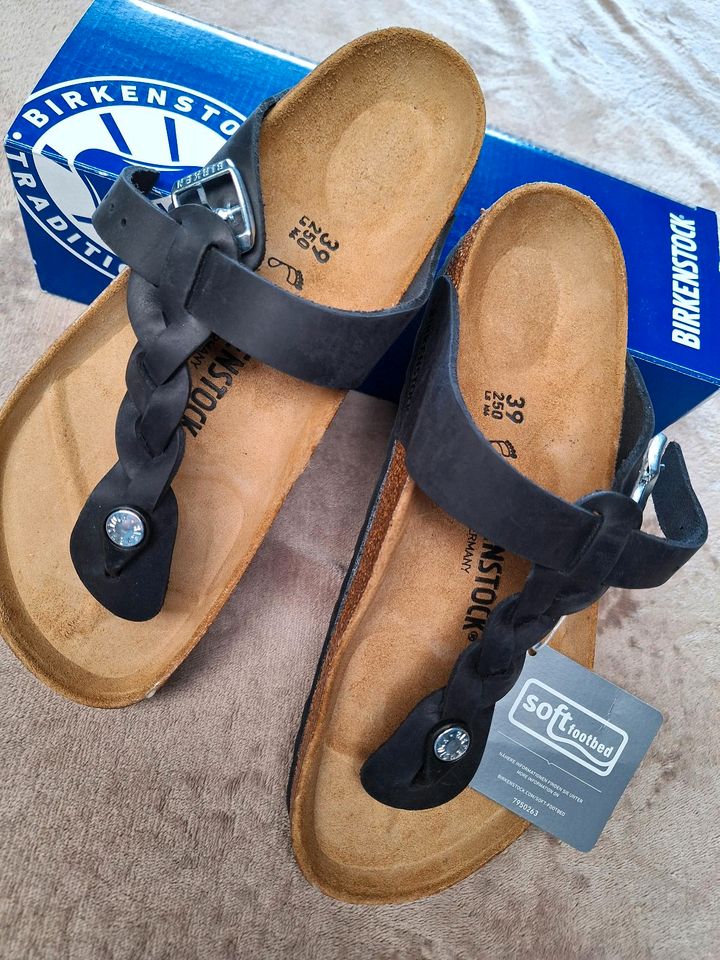 Birkenstock GIZEH  39 normale Weite schwarz Naturleder geölt NEU in Bad Schwartau