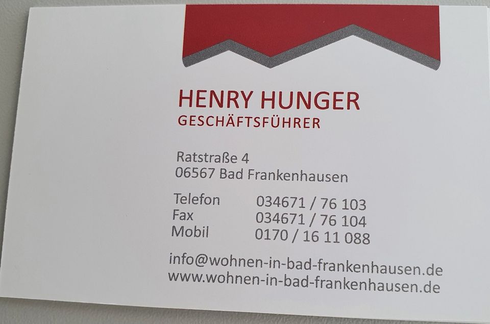 2- Zimmer Wohnung im 2. OG mit Fahrstuhl in Bad Frankenhausen/Kyffhäuser