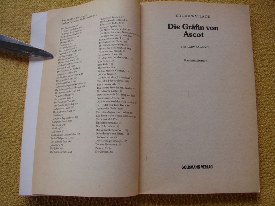 Die Gräfin von Ascot - Edgar Wallace Taschenbuch Goldmann Verlag in Nordhausen