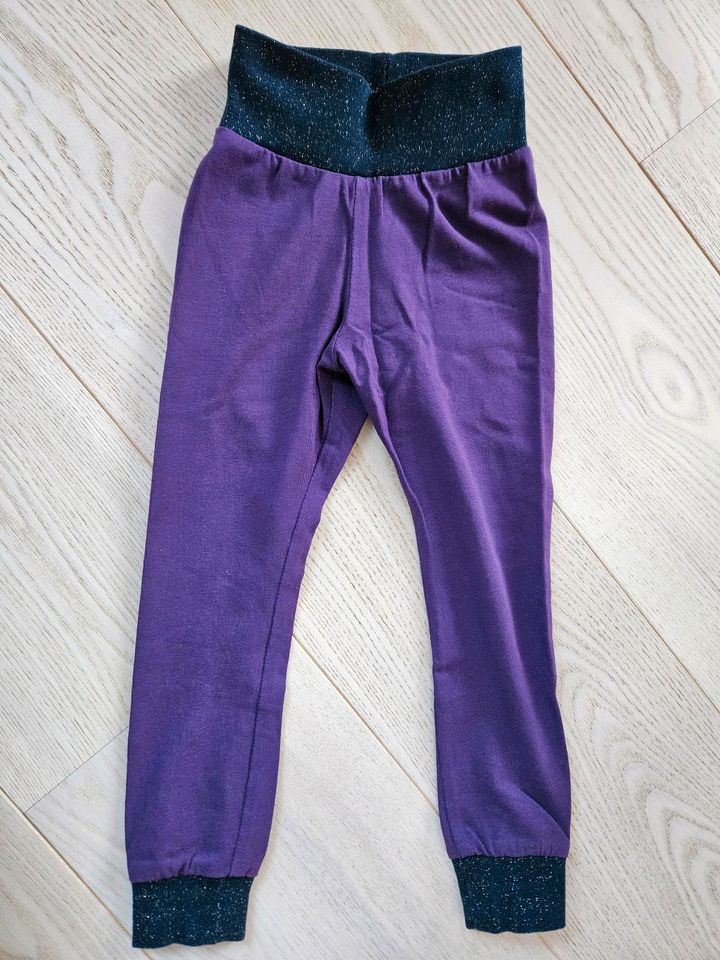 Leggins Hose Pumphose lila Gr. 92 Glitzer Handmade in Dresden