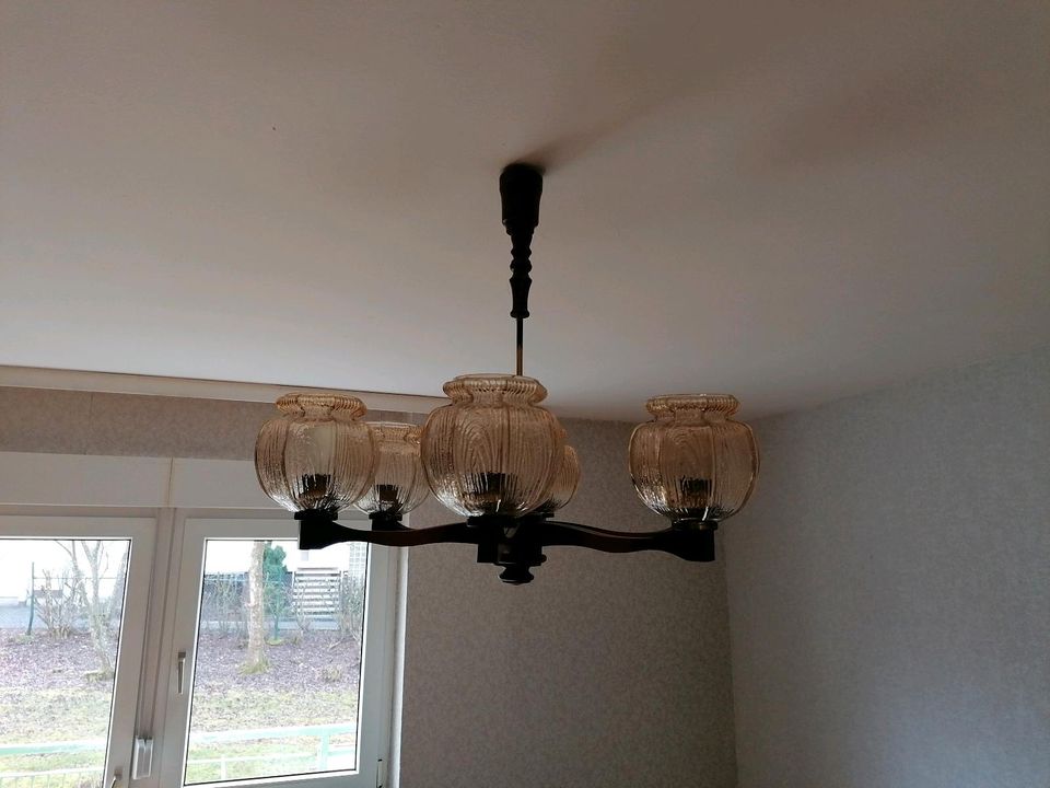 Kronleuchter Deckenlampe Wohnzimmer Holz rustikal alt Vintage in Rodalben