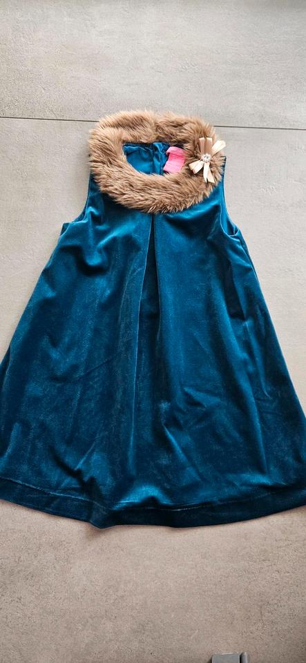 Isaac Migration, kleid, samtkleid, grösse 116, fellkragen, petrol in Bochum