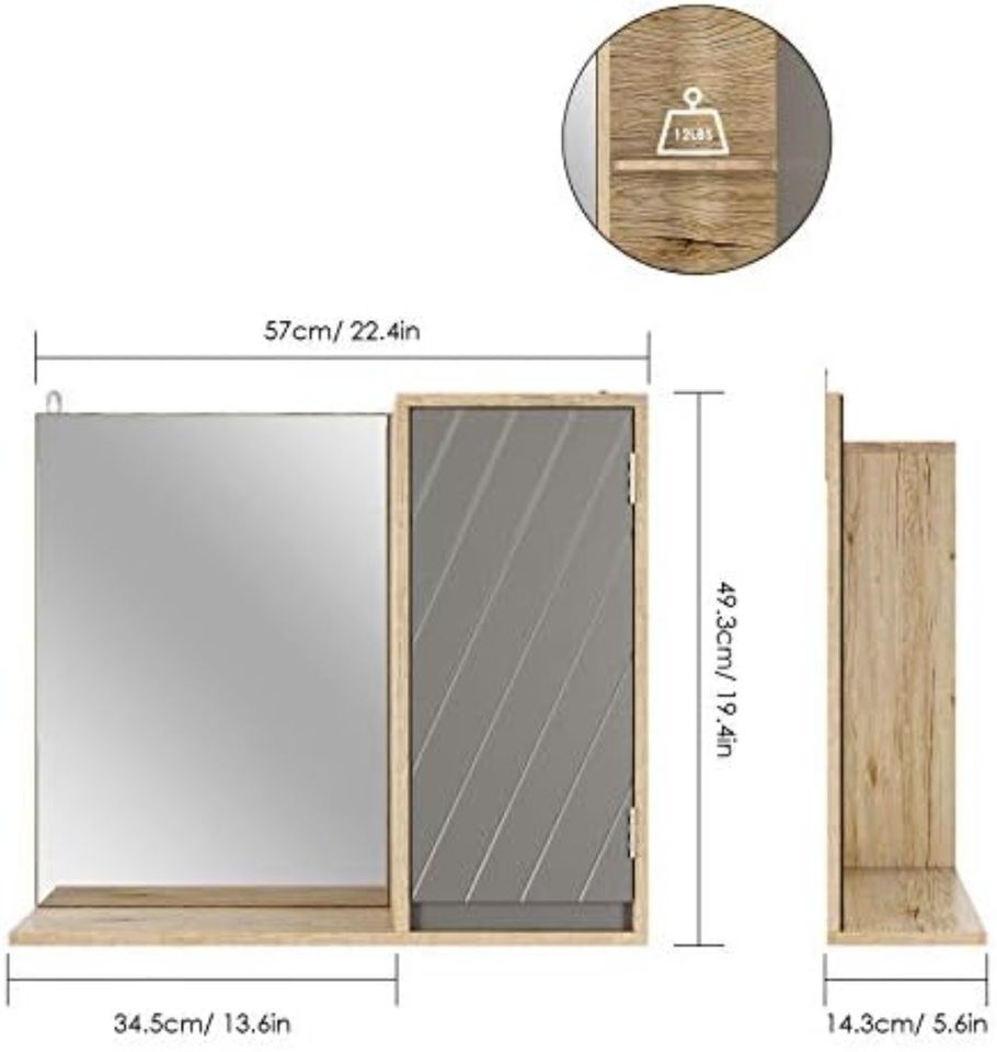 Badezimmer/Wandschrank mit Spiegel, Hängeschrank inkl. Licht in Vohburg an der Donau