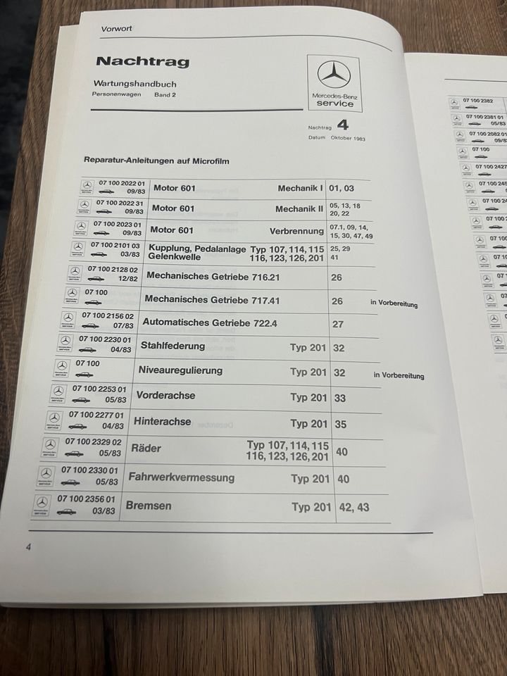 Mercedes Benz Werkstatthandbuch Einführungsschrift W201 1.8 in Murrhardt