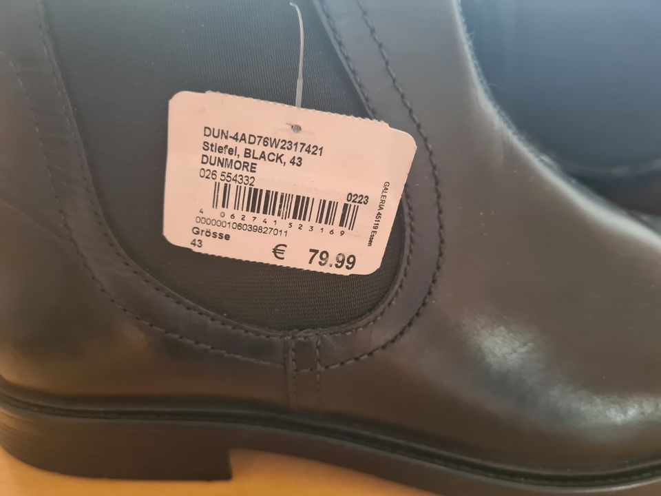 Herren Stiefelette Größe 43, Leder, schwarz, neu mit Etikett in Hamburg