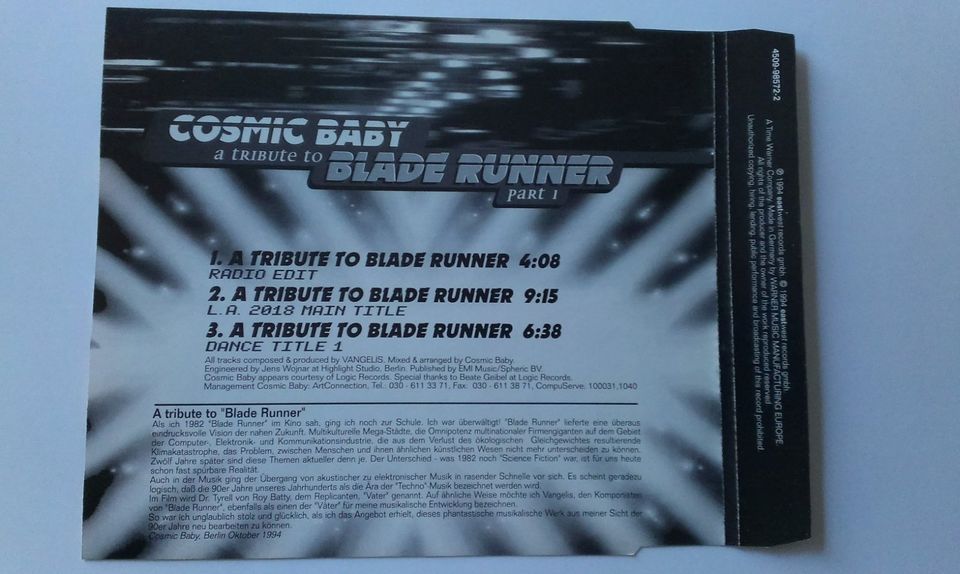 Cosmic Baby - A Tribute To Blade Runner 3 Track MCD 745099857226 in Bielefeld