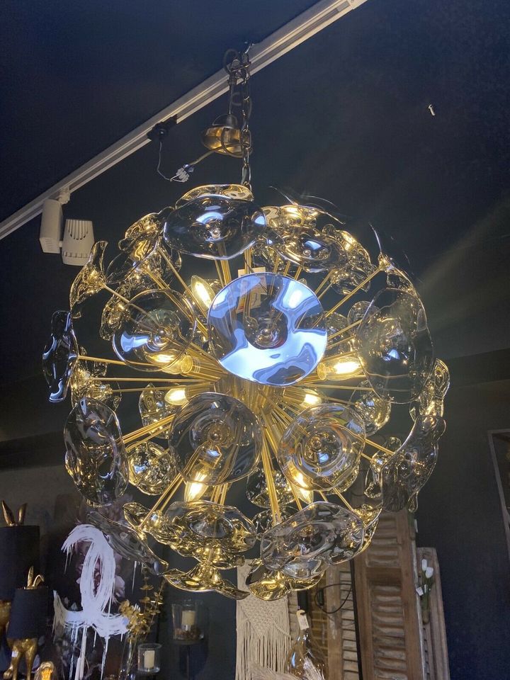Lampe Hängelampe Luxury Rauchglas Gold in Jülich