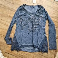 Shirt Tredy blau 38 Spitze glitzer strass Hessen - Oberzent Vorschau