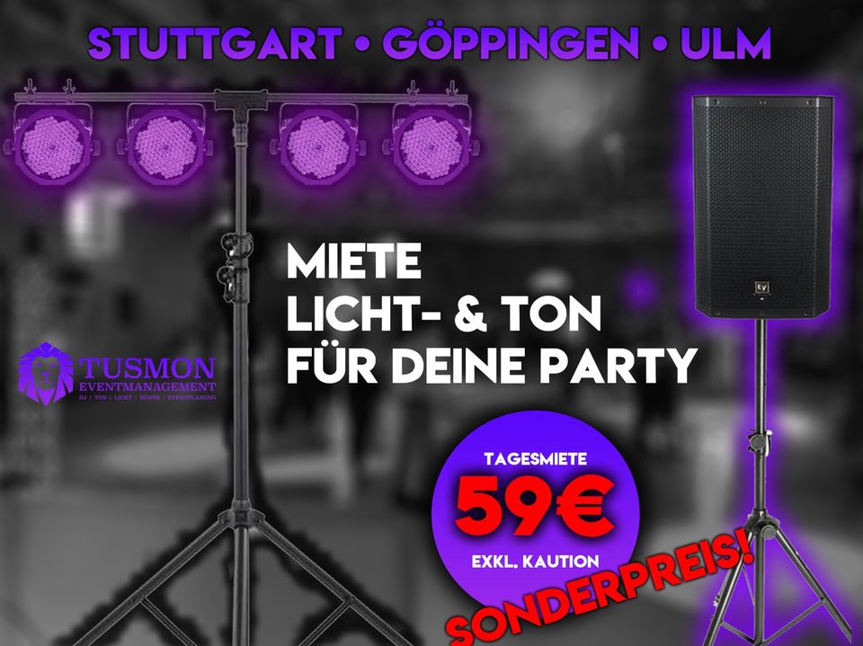 Musik-Anlage Party Beleuchtung Boxen mieten Geburtstag Hochzeit in Eislingen (Fils)
