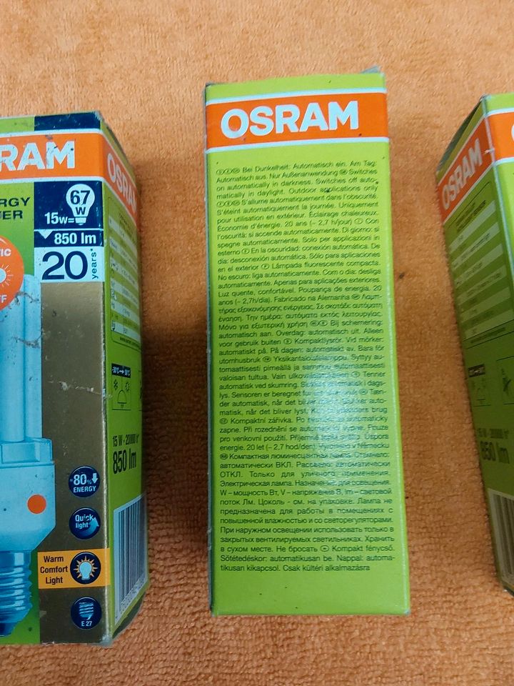 5 Osram E27 Sparleuchtmittel mit Dämmerungssensor im Sockel in Sömmerda