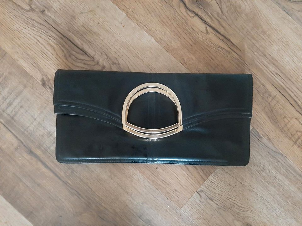 Handtasche / Clutch schwarz Gold mit Reißverschluss in Greven