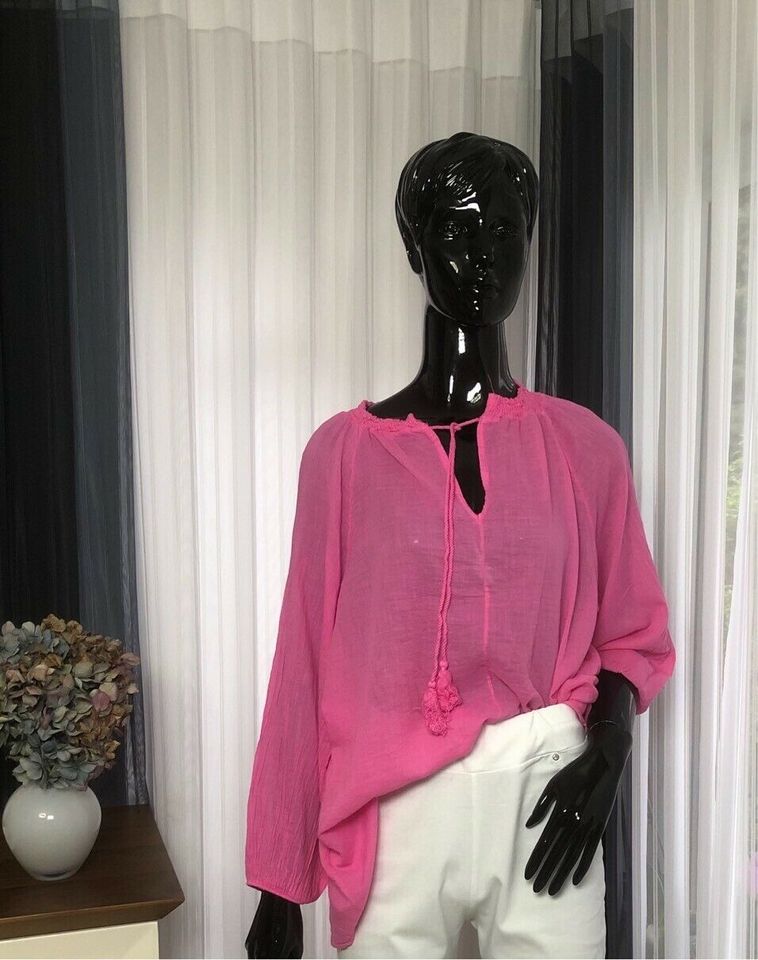 Neu Damen %100 Musselin Bluse Hemd Pink s m l xl xxl 3xl 4xl in Mainz