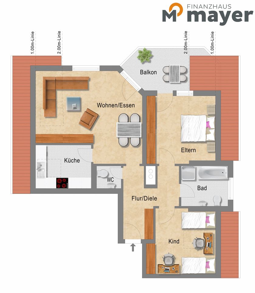 SOFORT bezugsfrei: Helle 3-Zimmerwohnung mit Balkon und Garage in Blumenfeld in Tengen