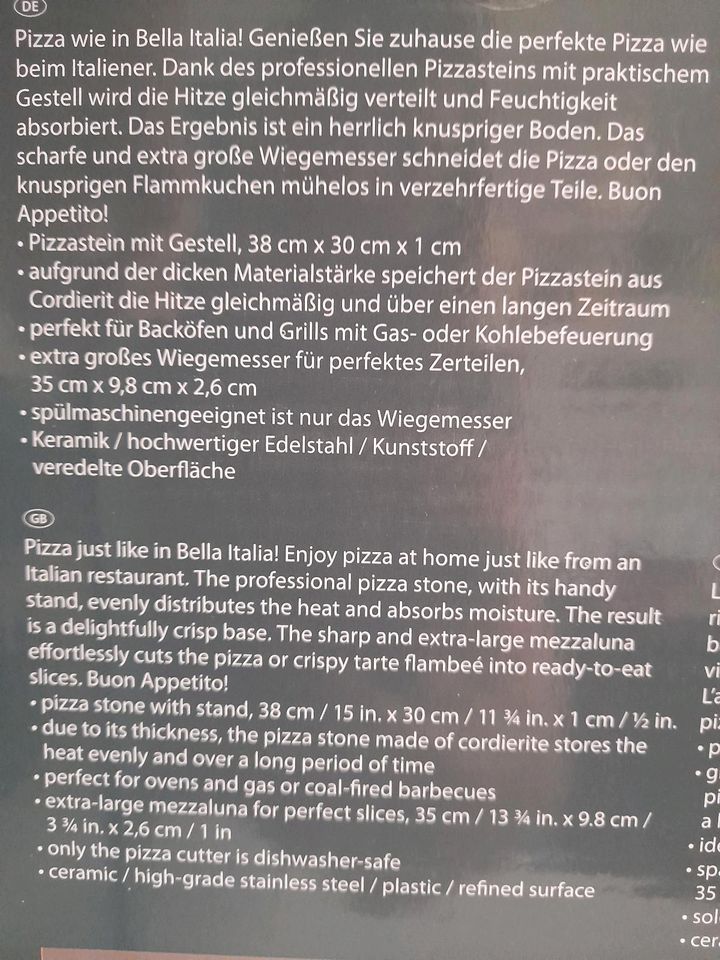 Pizzastein mit Gestell & Wiegemesser - DARIOSO in Röbel