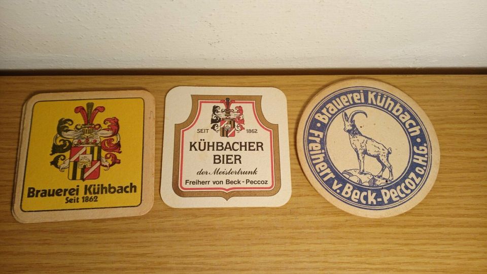 Kühbach Brauerei 3 versch. Bierdeckel Aichach Friedberg Augsburg in Dillingen (Donau)