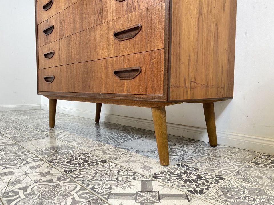 WMK Stilvolles & hochwertiges skandinavisches Highboard aus vollem Holz in Teak mit 6 Schubladen # Schrank Schubladenkommode Wäschekommode Kommode Sideboard Teakholz Danish Design Mid-Century Vintage in Berlin