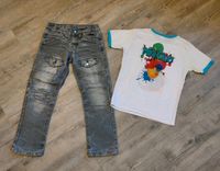 Jeans/Jeanshose, grau, T-Shirt Miniclub, Angry Bird, Gr. 128 Bayern - Buchenberg Vorschau