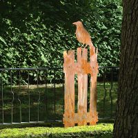 Rabe auf Gartenzaun Deko Vogel Edelrost Bayern - Elfershausen Vorschau