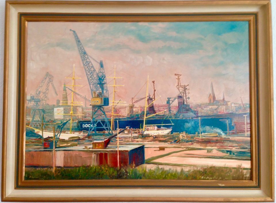Ölgemälde von Bertholt Exner, Kieler Werft in Kiel