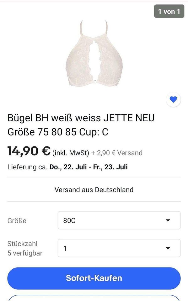 NEU JETTE JOOP Bügel BH D 70 und D 80 Spitzen BH in Bielefeld