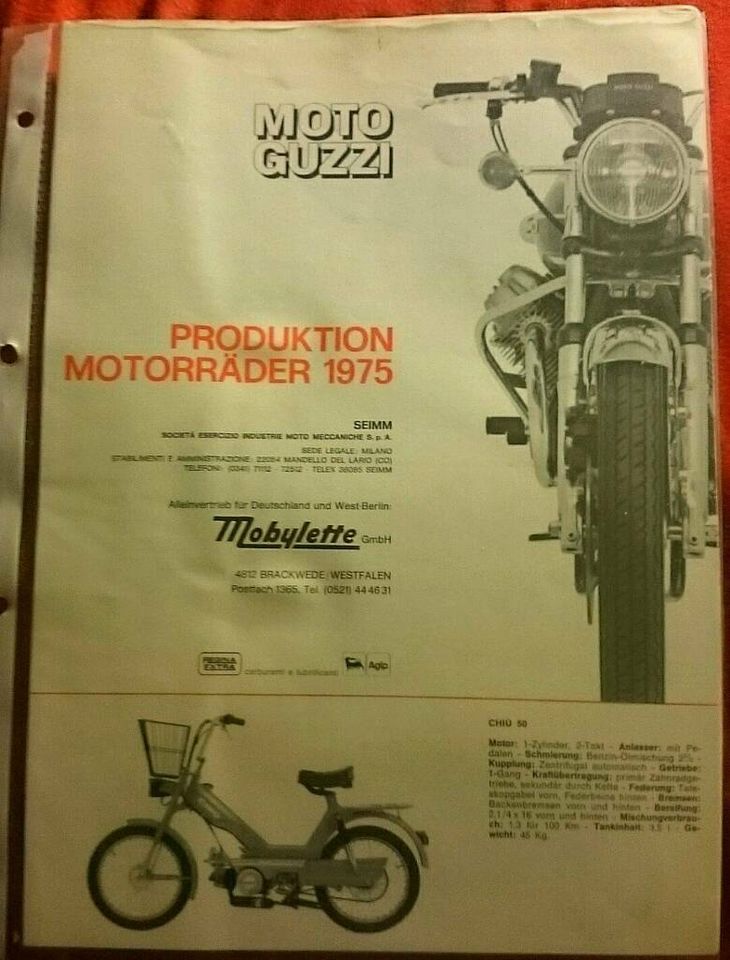 Moto Guzzi Jahresprospekt 1975+750S3div. 850+Cali+I-Convert in Köln