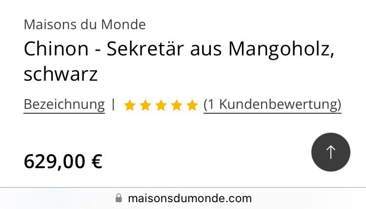 Schreibtisch Sekretär - Chinon Masion du Monde Mangoholz schwarz in Berlin